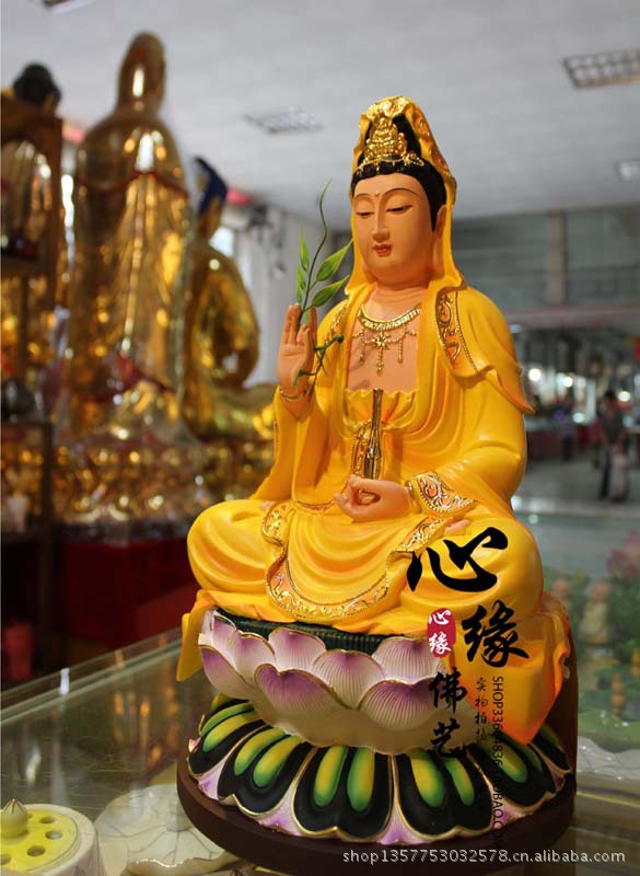 【庄严佛像】树脂七彩观音/ 38厘米高 /极彩