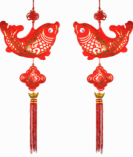 特大号弯鱼中国结 福字鱼 中国结鱼特色挂件挂饰春节用品批发160
