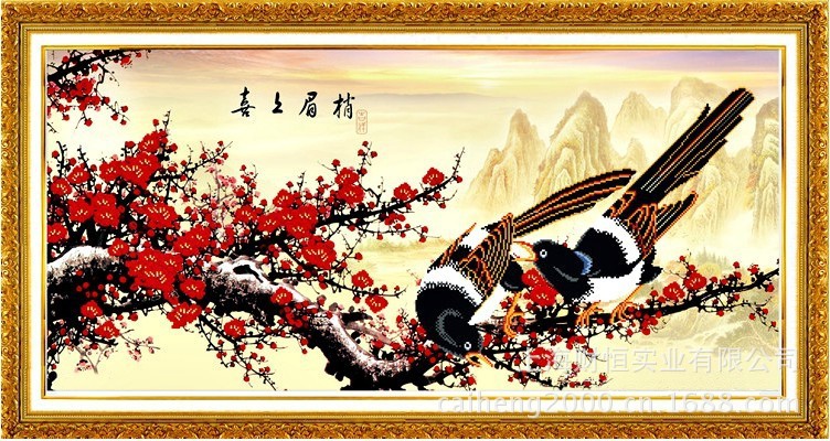 5d钻石画喜上眉梢贴钻点钻十字绣钻石绣客厅大幅画水晶钻圆钻