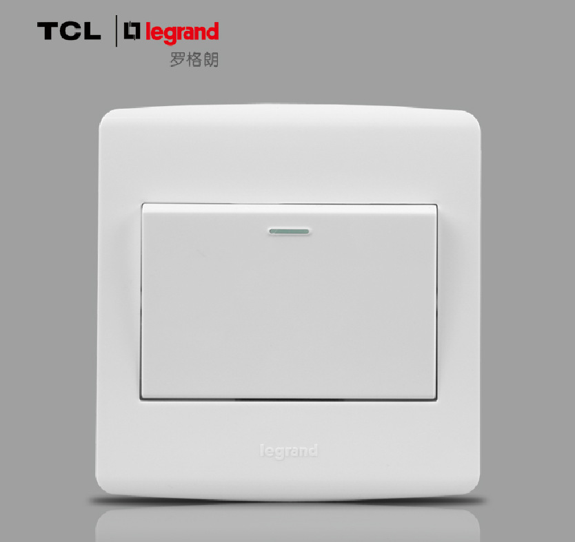 tcl开关插座面板 legrand86型美仑水系列一开单控带荧光开关正品