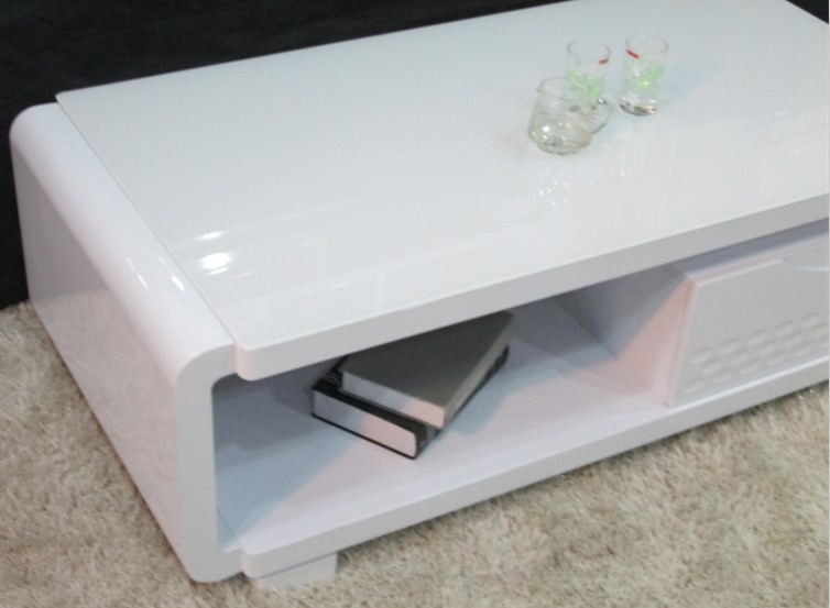 白色烤漆茶桌密度板客厅茶几简约时尚茶几