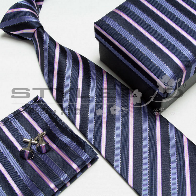 绅士套装领带 男士正装领带 口袋巾 袖钉 领带礼盒批发 dt-803