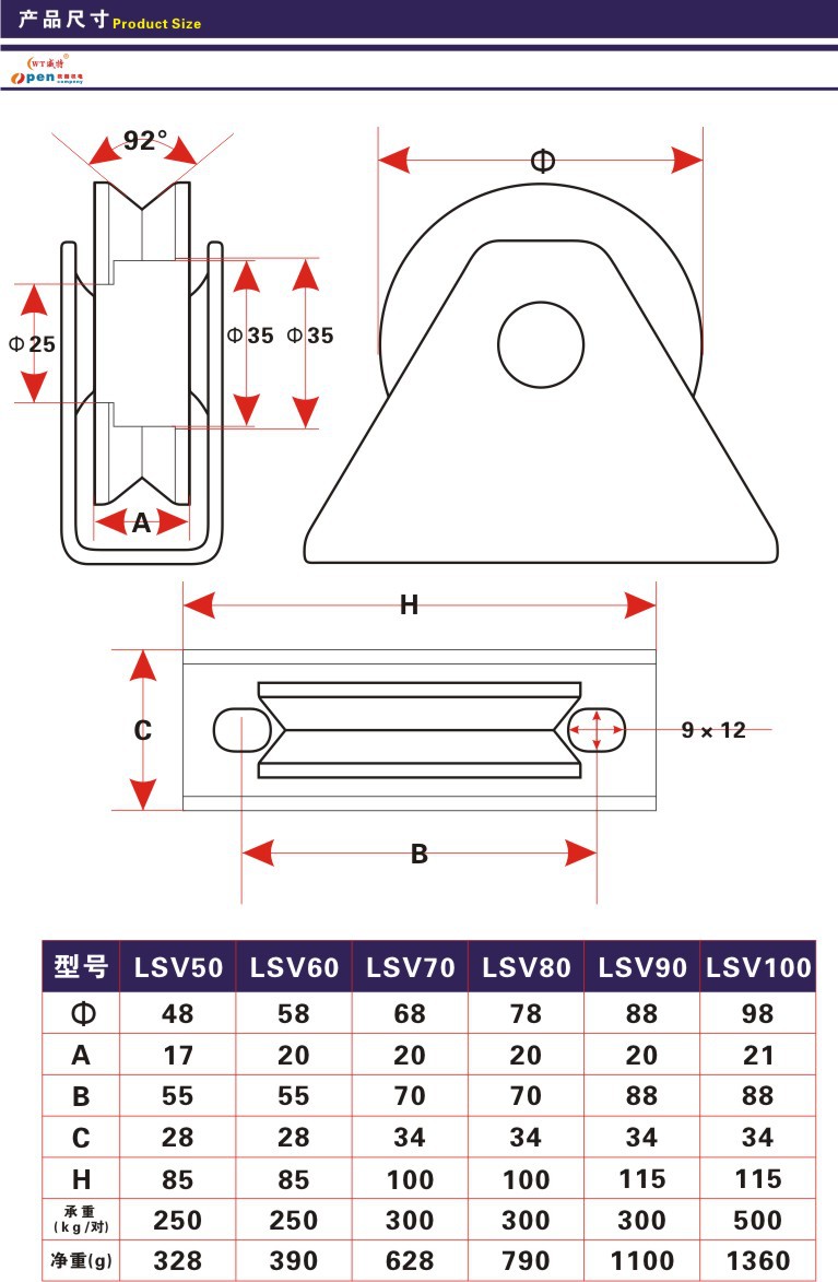 供应钢丝绳槽轮 工业流水线下滑轮 平移门槽轮 方鹏13957004160