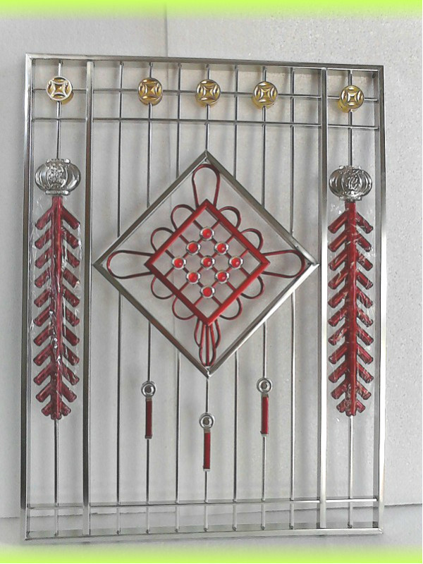 不锈钢门花,时尚不锈钢材料,传统中国结,红炮,灯笼,金钱为装饰,吉祥