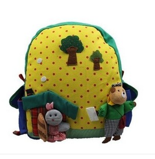 批发供应正品草帽人童双肩背包手工布艺包幼儿小书包*熊兔