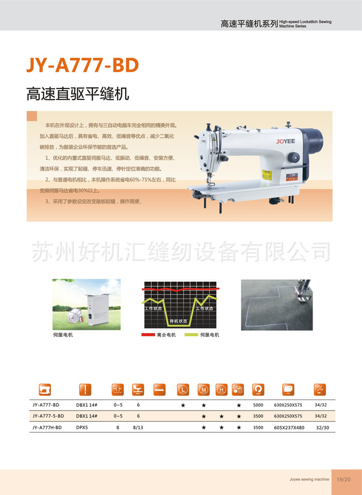 中屹缝纫机 joyee缝纫机jy-a777-bd高速直驱平缝机 含台板机架