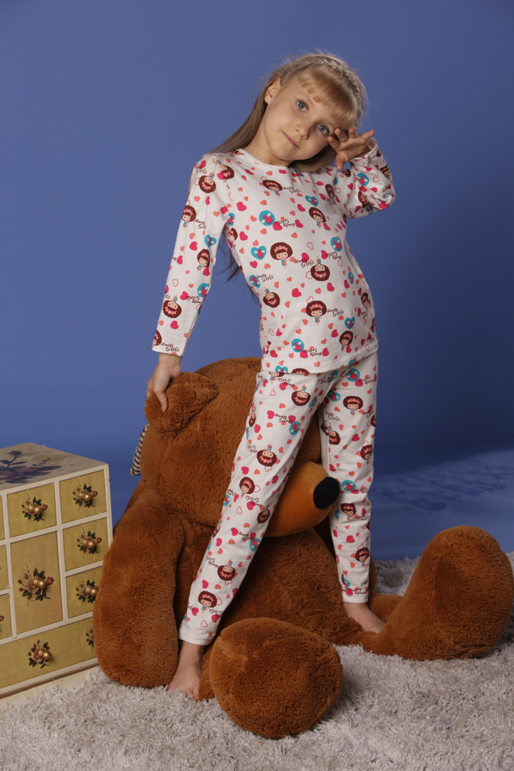 儿童内衣套装 珍珠丝绒 加绒保暖 保暖内衣 卡通可爱儿童套装