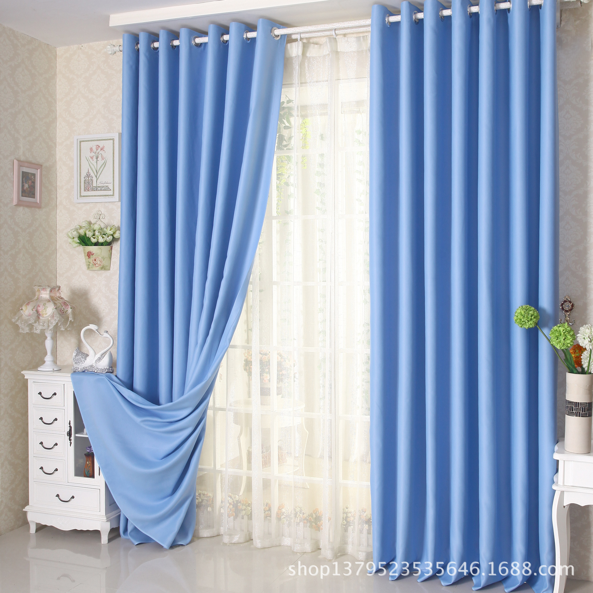 柯桥中国轻纺城 窗帘布批发 双面无光三色 支持零剪混批 厂家直销