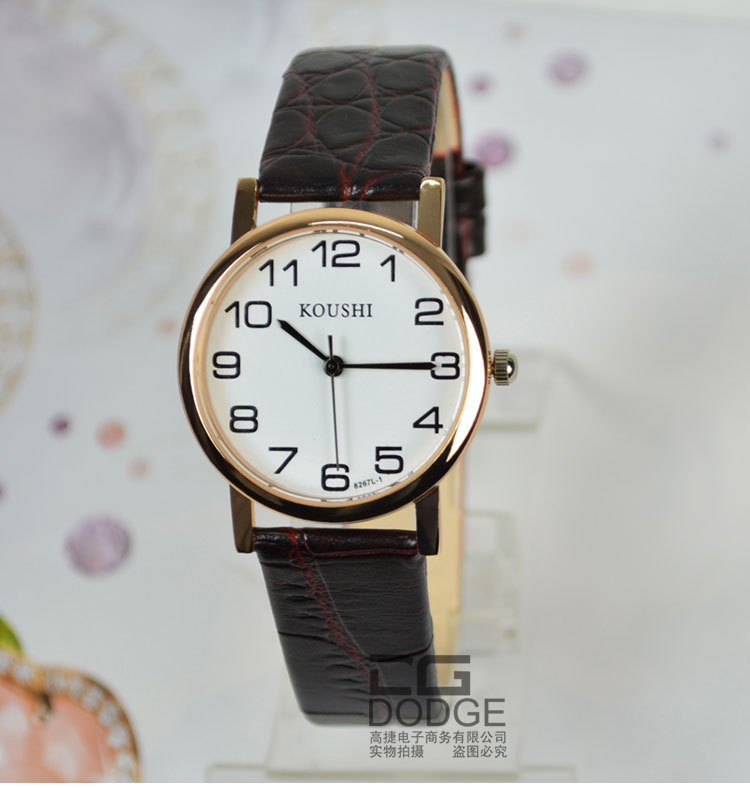 厂家直销真皮手表超薄男女款手表商务礼品情侣表爆款p8267