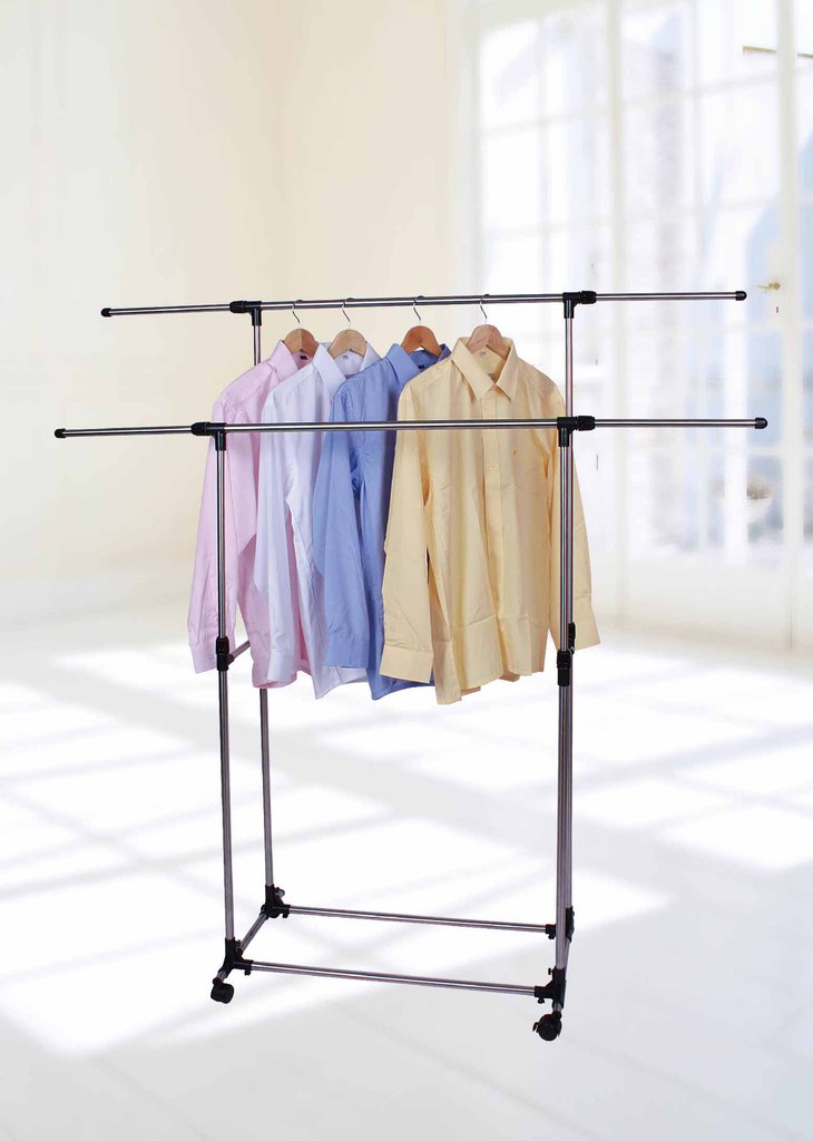 厂家批发不锈钢 落地式双杆晾衣架yf0111