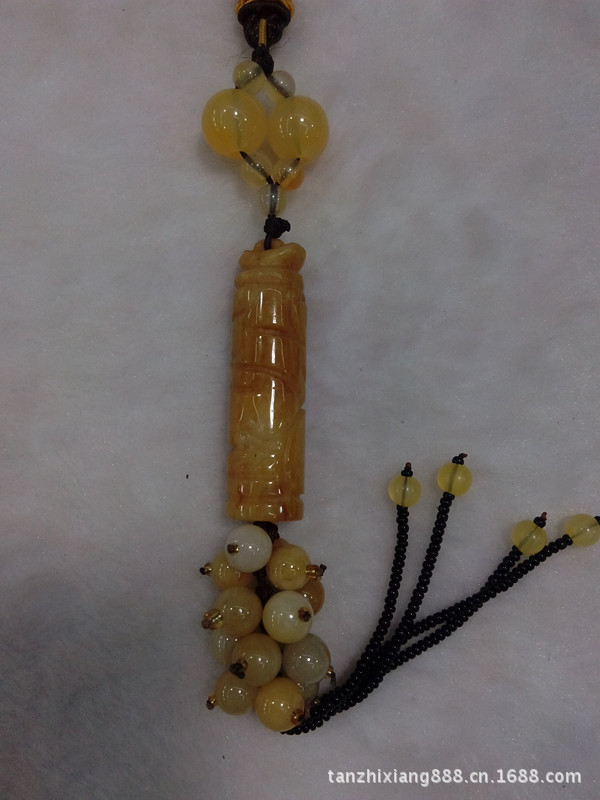 【檀之香】最低价销售高档天然翡翠玉汽车车内饰品如意棒黄玉车挂