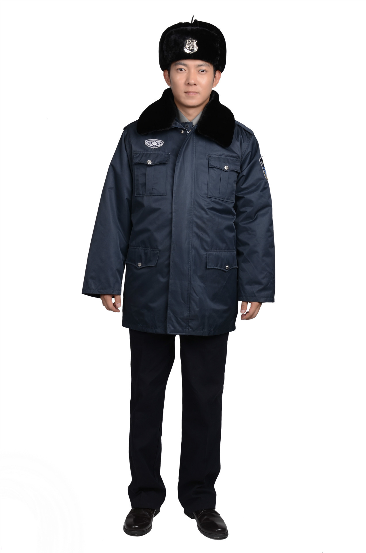 供应保安冬季执勤服 多功能防寒大衣酒店物业工作服保暖防寒