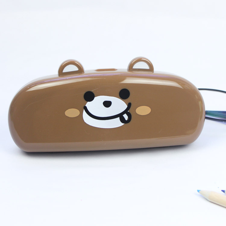 卡通动物眼镜盒 糖果色透明眼镜盒 文具杂物收纳盒配眼镜布