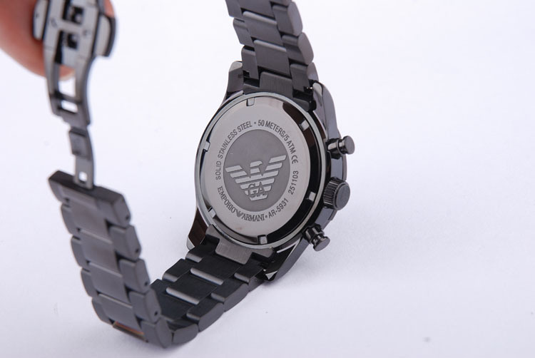 广东东莞多功能计时男士石英钢带全黑手表ar5931 ar5932 ar5933 ar