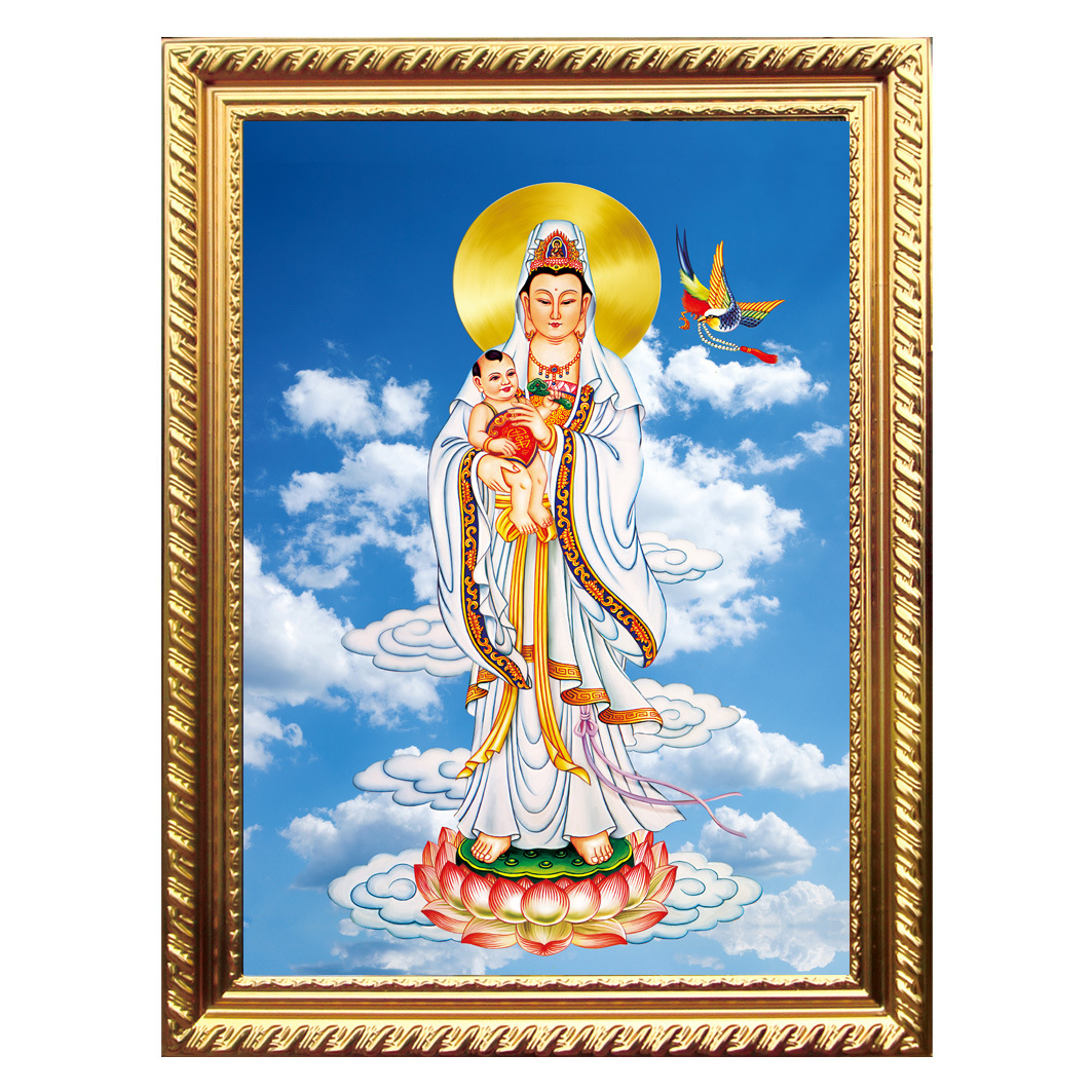 厂家直销3d立体装饰带框画 观音装饰画 现代家庭客厅装饰画 3d画图片