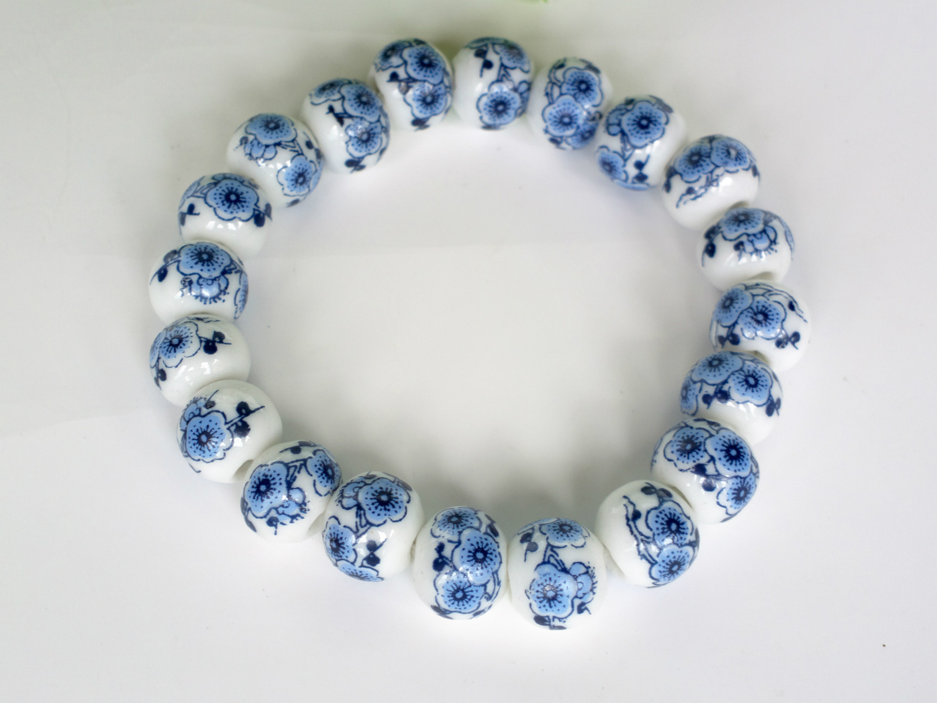 景德镇陶瓷饰品 青花高温烧制 美丽耐看 传统风格 陶瓷手链批发