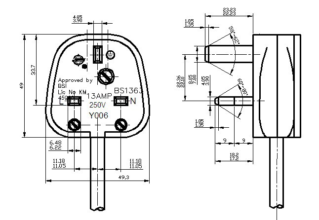厂家生产英规带保险丝注塑插头电源线/新加坡香港英国电源线