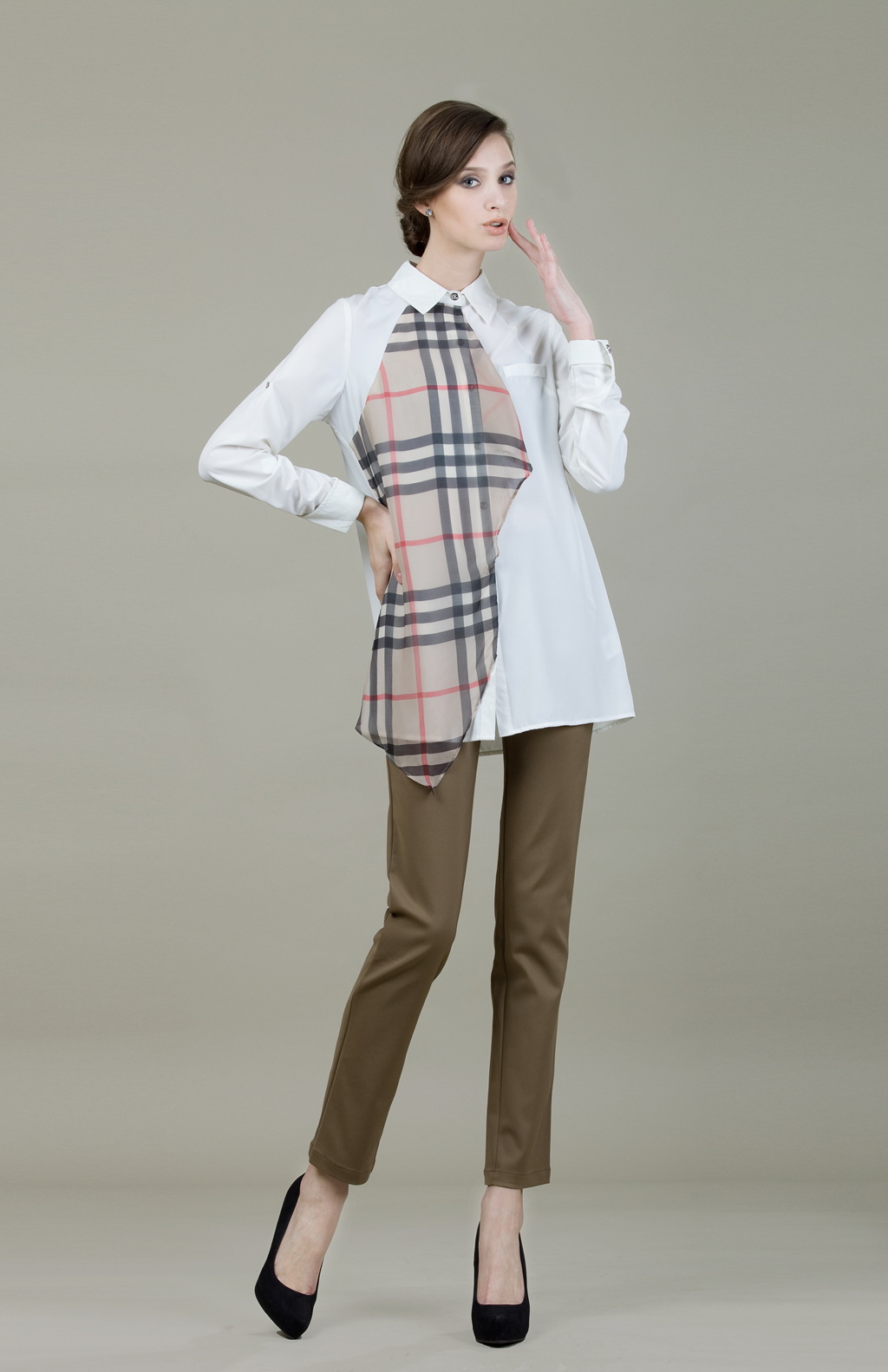 【新b家气质2013秋装新款 英伦风格 女士职业装修身百搭长袖衬衣】