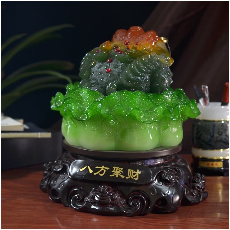 爆品潮货树脂仿玉工艺创意商务礼品婚庆家居饰品摆件批发八方聚财