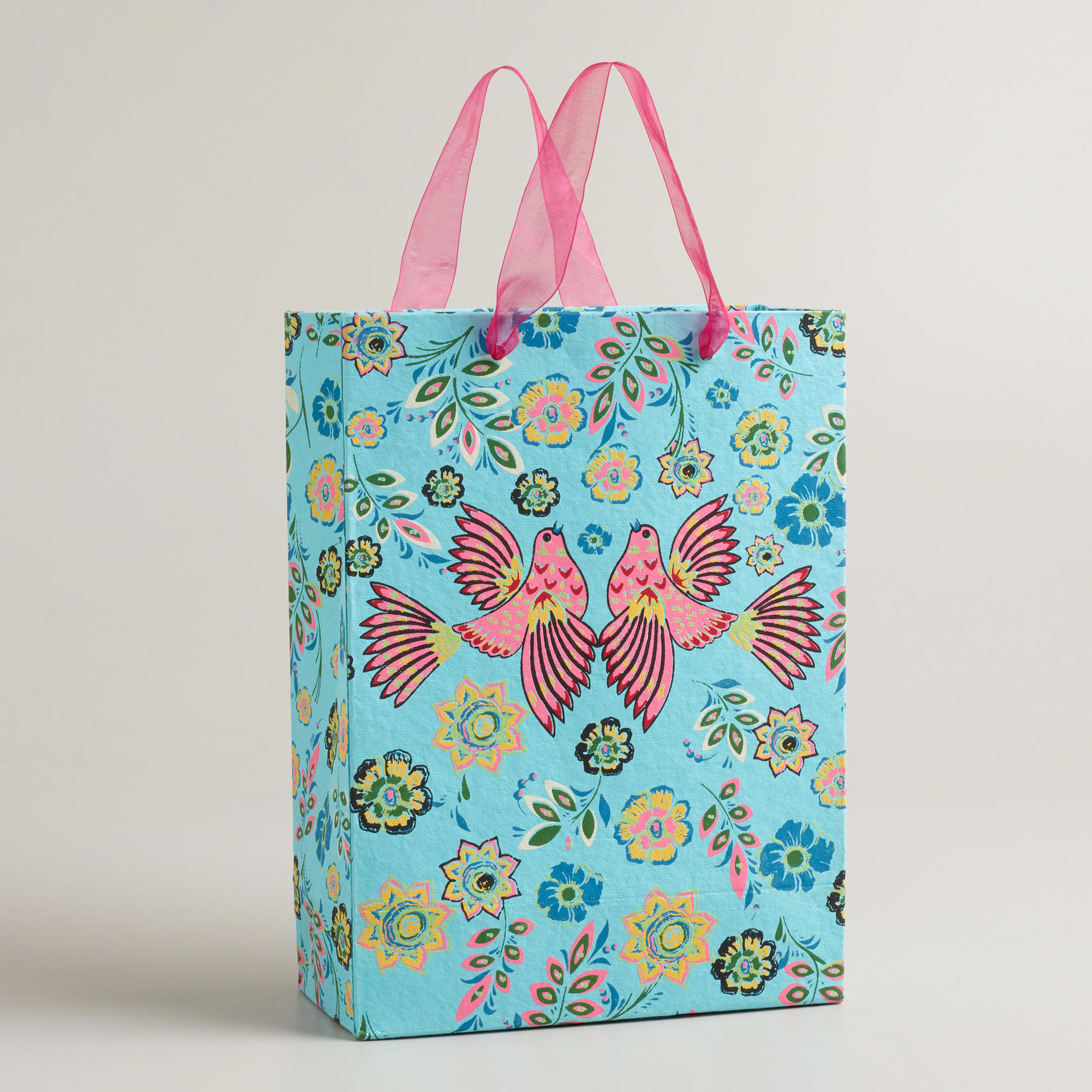 zd26 爱情鸟图案礼品袋 蓝色手提纸袋 大号纸袋定做