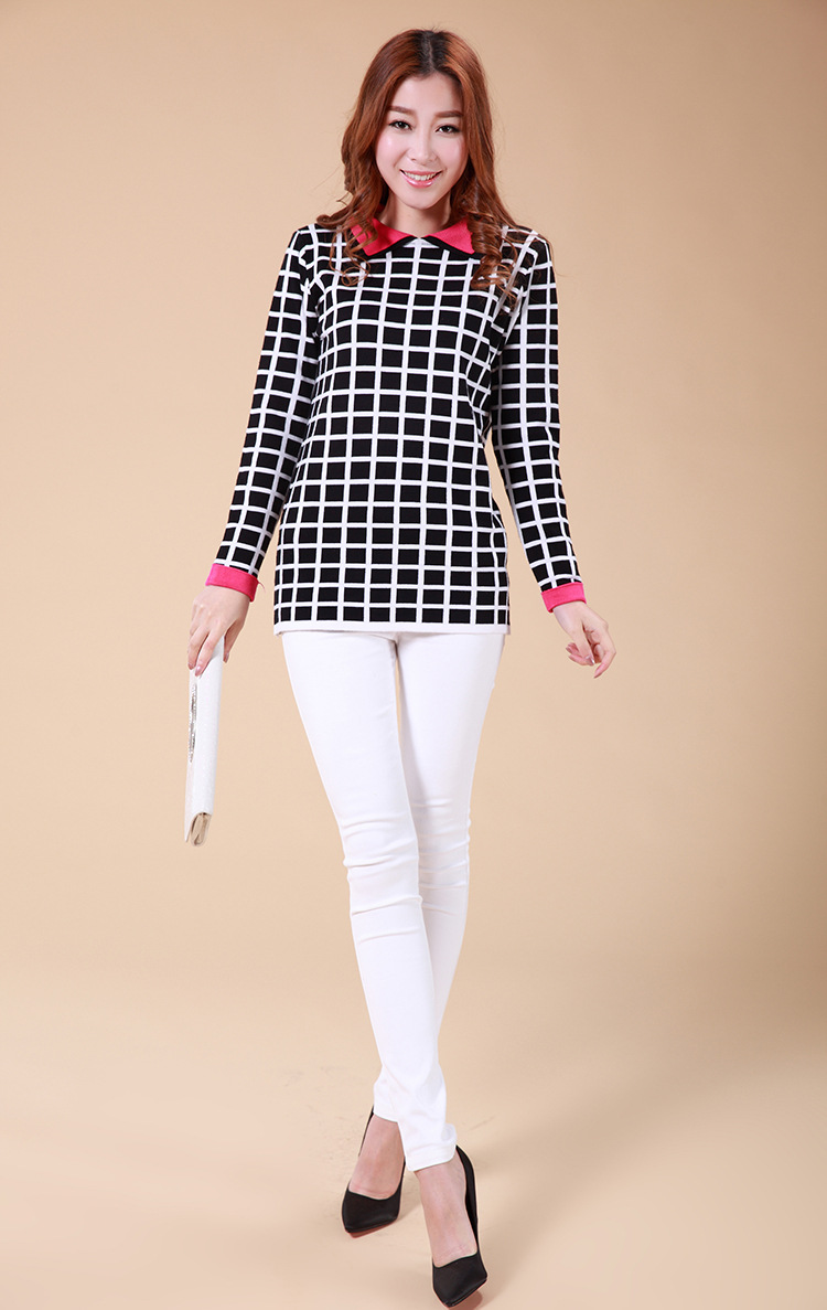 2013秋冬新款女装 欧美粉领女式打底针织 一件代发