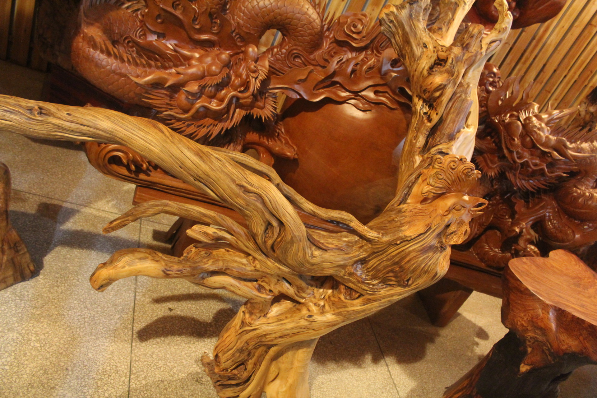 崖柏木雕 公鸡报晓 十二生肖 木雕鸡 纯天然根雕摆件 工艺品独品