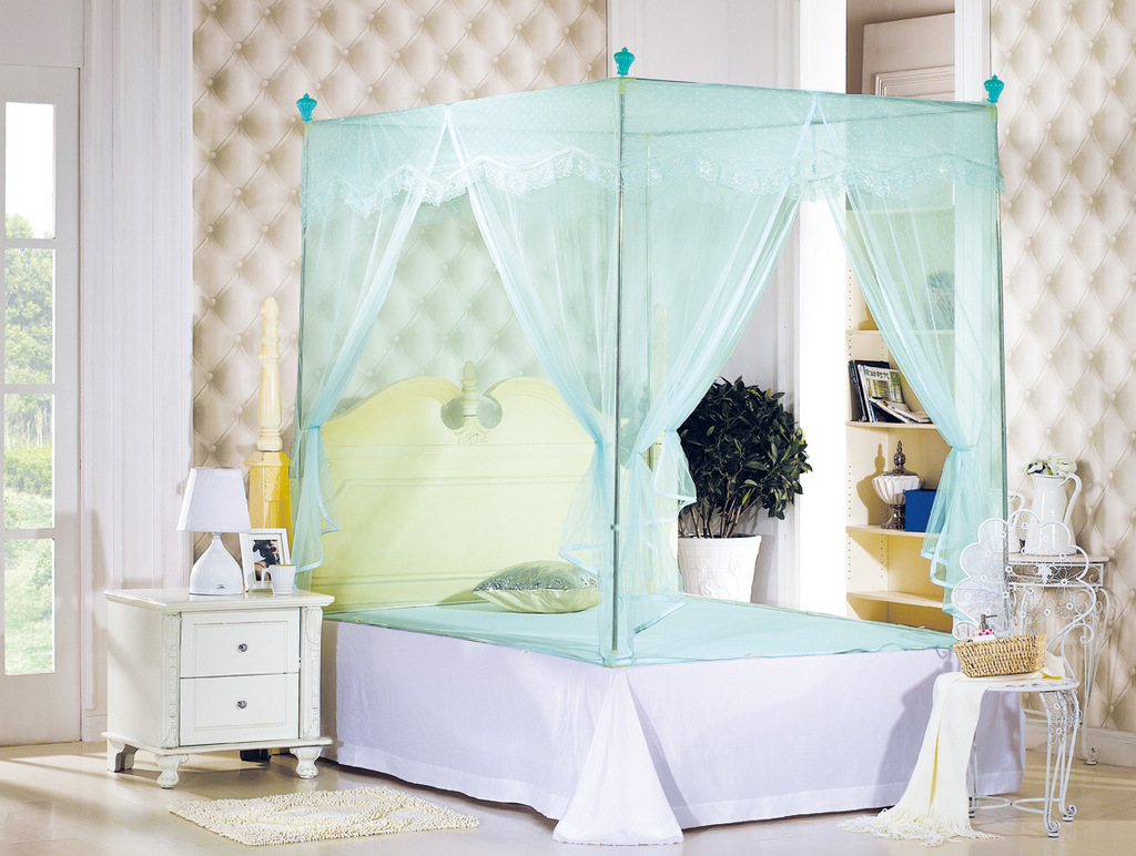 最热批 豪华绸缎宫廷蚊帐 不锈钢加粗加高三开门蚊帐