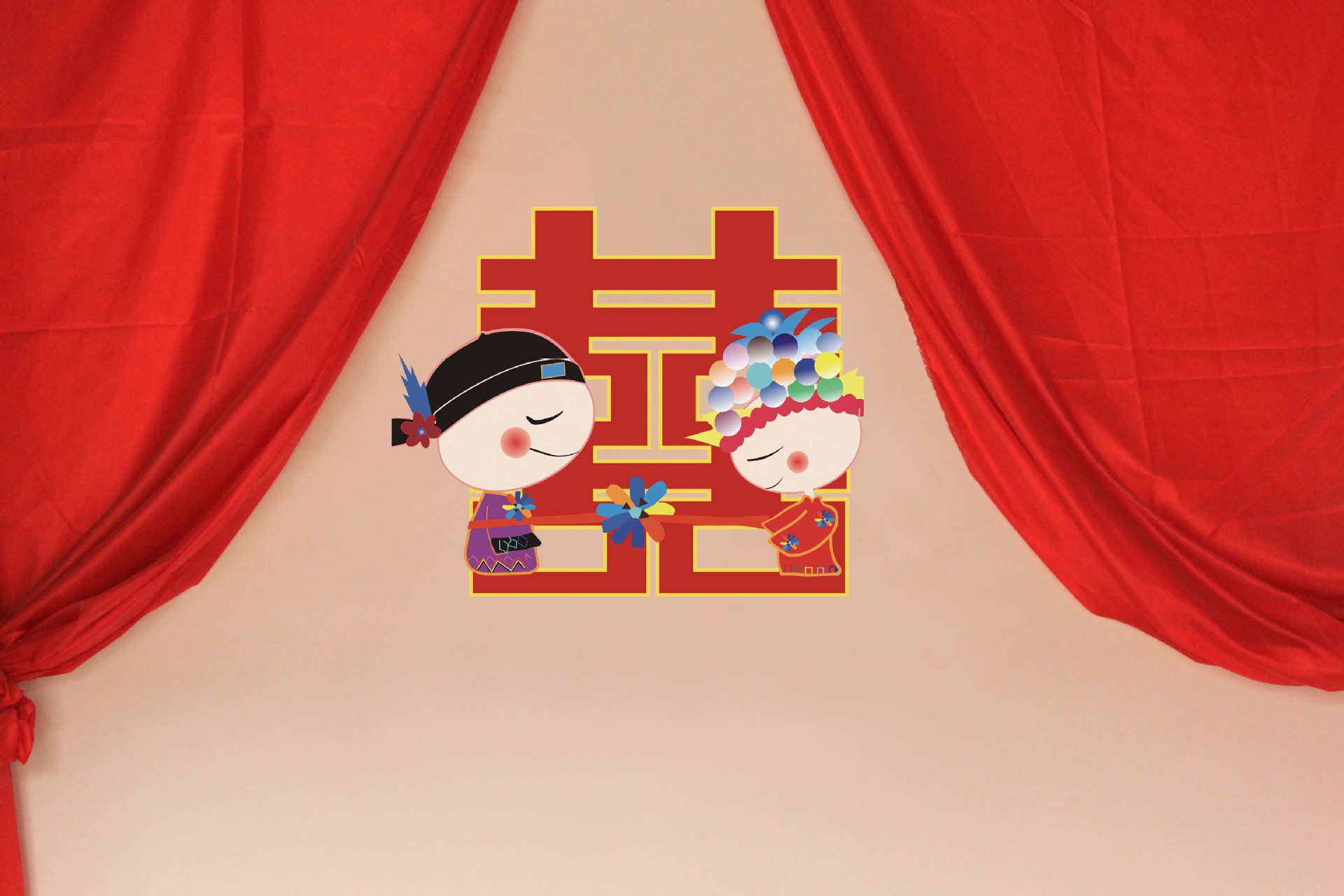 浙江温州喜结良缘婚庆喜字贴墙贴 房门背景贴 三代可移除pvc墙贴价格