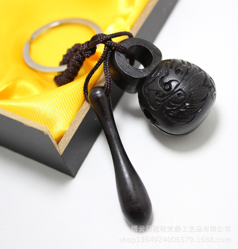 宝石铭 饰品 乌木木鱼钥匙扣 小号木鱼法器法物辟邪饰品挂件