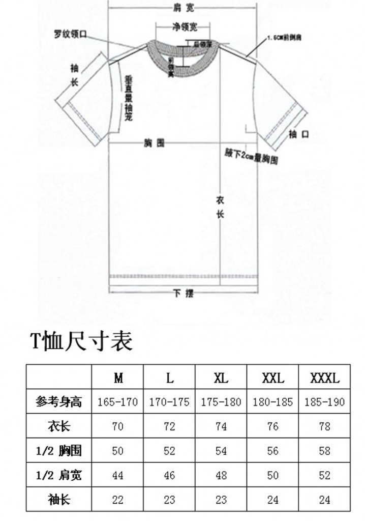 短袖t恤工序表图片
