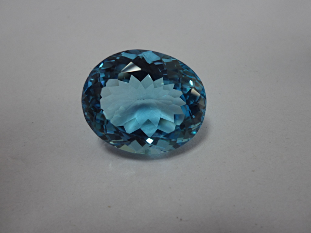 蓝黄玉裸石戒面 蓝晶宝石半成品 蓝色托帕石 椭圆形 宝石车工