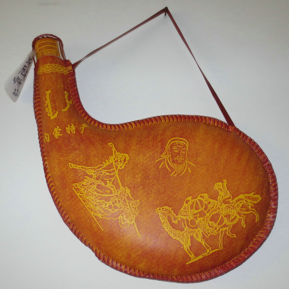 内蒙古特产 真皮皮囊酒壶马奶酒 工艺品礼品年货 400ml批发