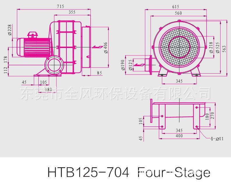 HTB125-704透浦多段式中压鼓风机