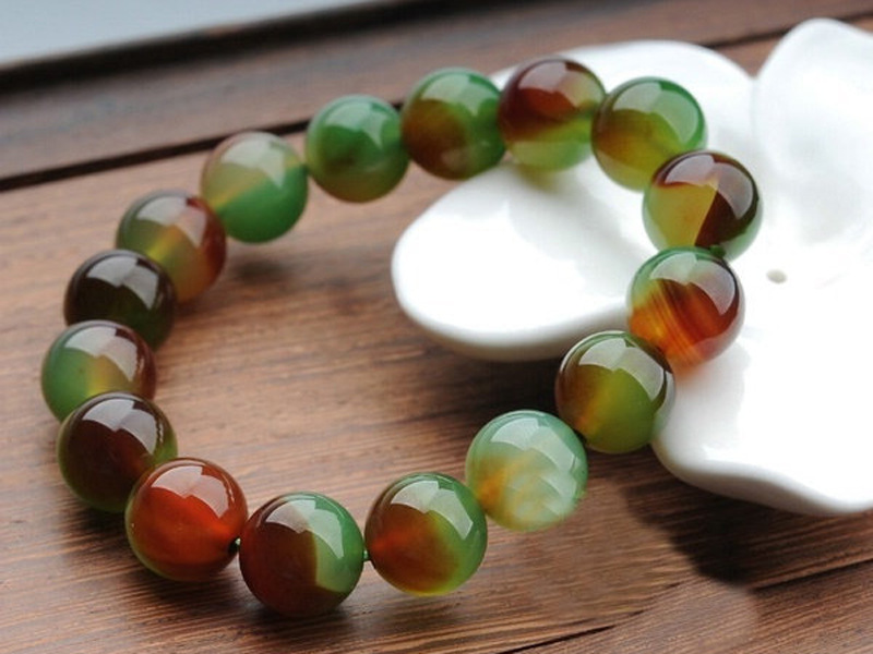 东海水晶天然孔雀石玛瑙手链10mm精品时尚水晶情侣款