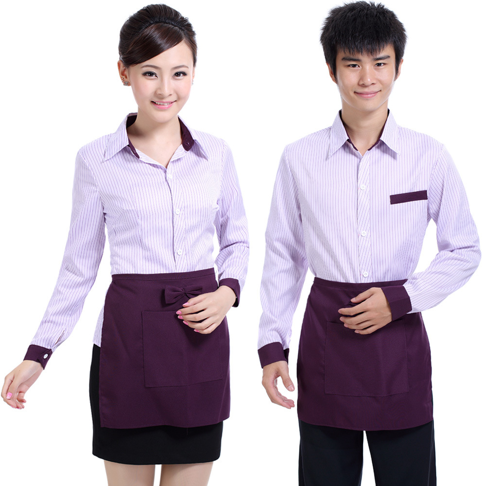 酒店工作服春春秋装男女款 快餐饭店咖啡厅服务员制服工装长袖