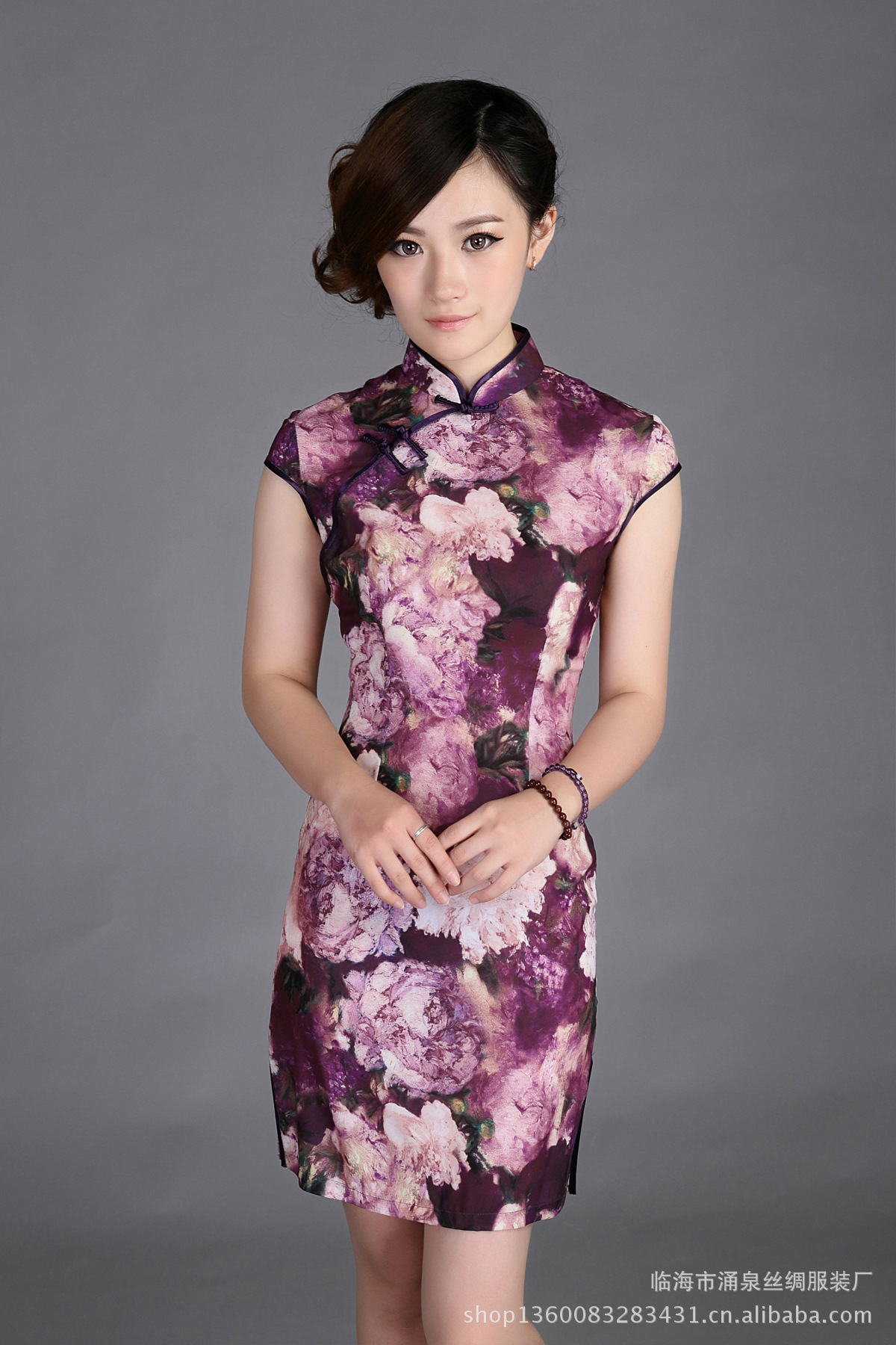 批发供应**夏装新款冰丝绸改良时尚复古日常短款唐装旗袍裙e.