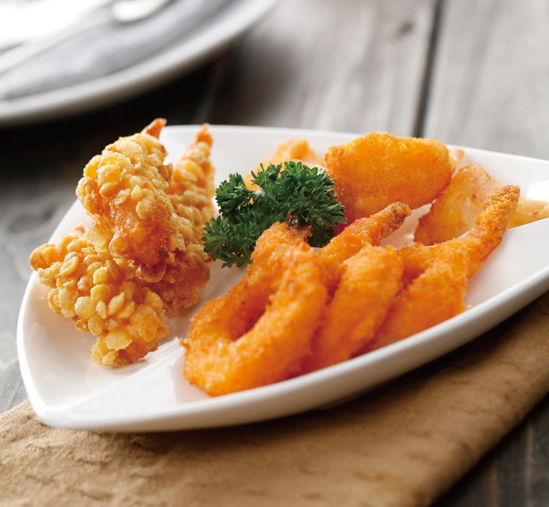 批发玉米片凤尾虾 虾肉半成品 金黄酥脆 西餐精选 食品工厂