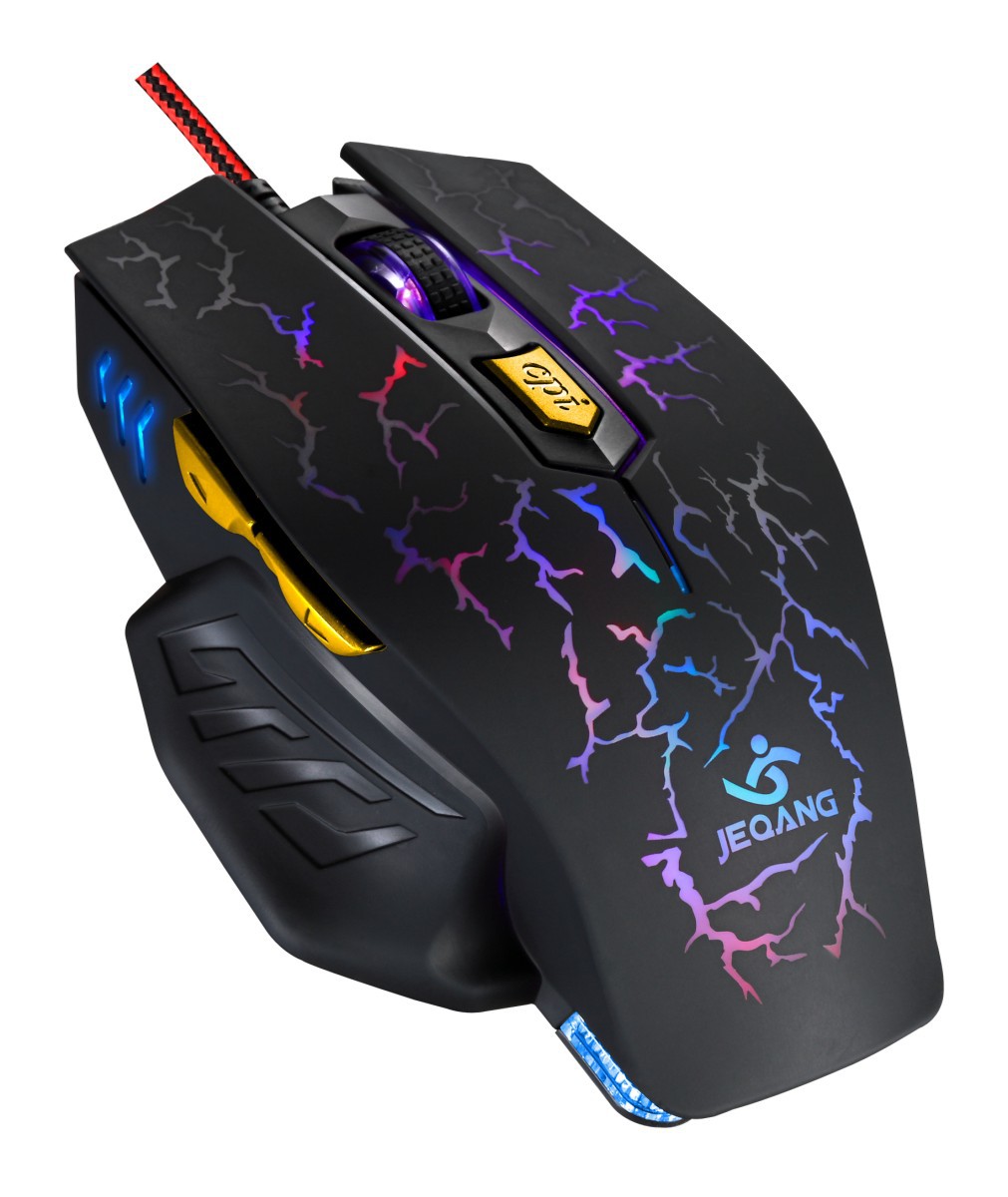 供应杰强lol七色游戏有线usb电脑cf电竞背光发光鼠标牧马人jk-1949鼠