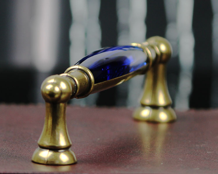 高档现代欧式k9双孔时尚水晶五金电镀橱柜抽屉拉手衣柜门拉手