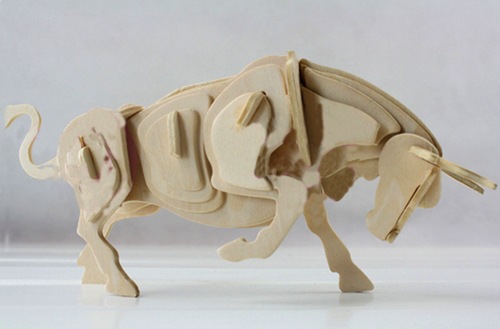四联 十二生肖牛 木制立体拼图模型/益智玩具/儿童玩具动物模型