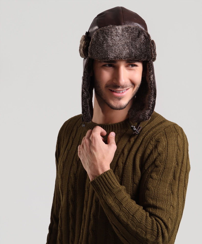 2015厂家批发直销雷锋帽秋冬保暖护耳pu皮革帽子男士雷锋帽