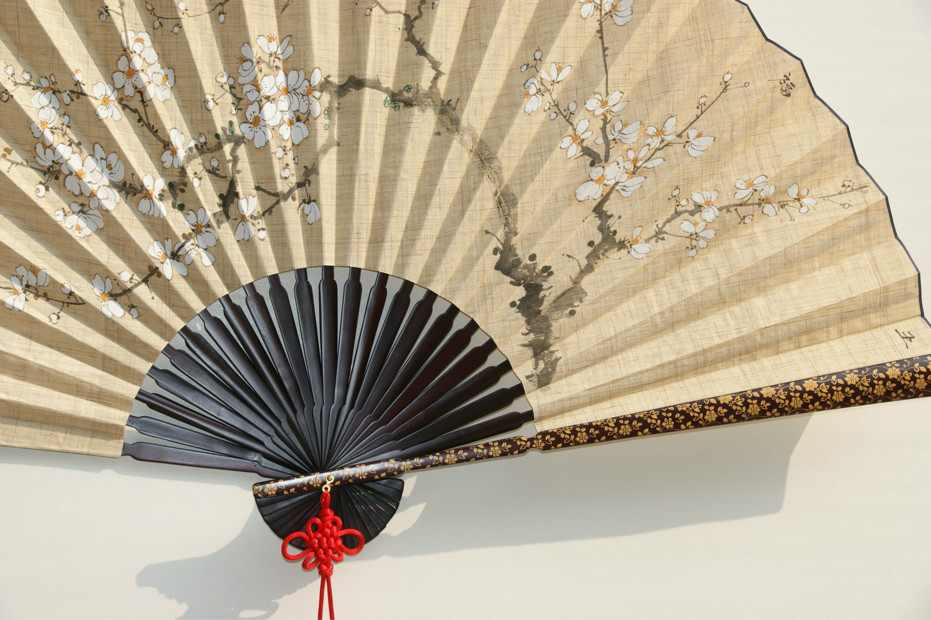 夏布工艺折扇80公分创意礼品名家画作外事礼品挂扇包邮