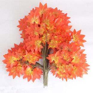 仿生植物枫叶装饰厂家批发人造树叶大型枝条假树低价红枫仿真植物