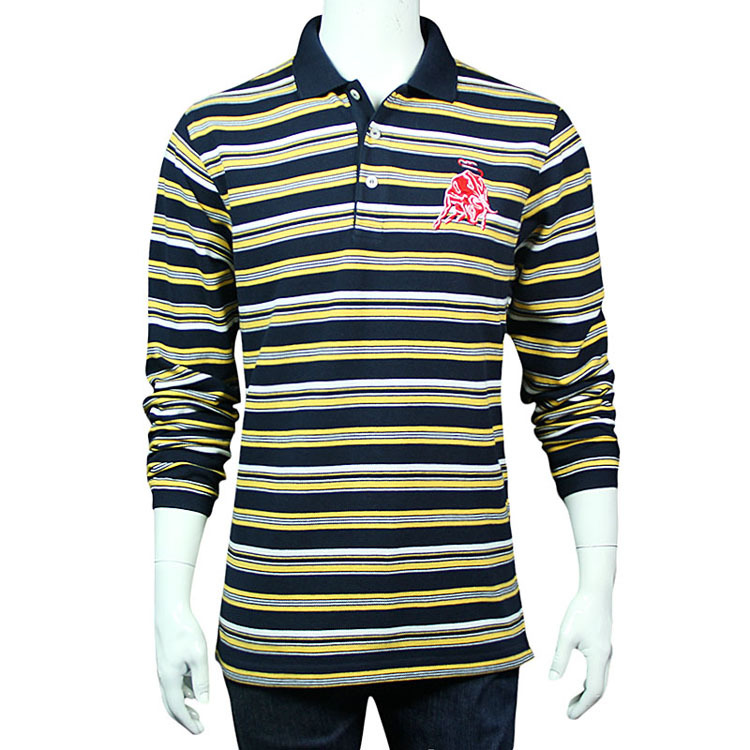 hydrogen/爱者俊 2013新款 男装翻领 条纹绣花 长袖t恤 7674