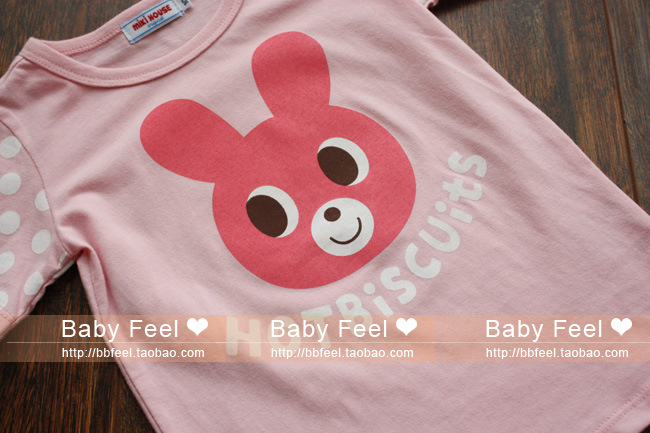 mikihouse 2013夏装童装新款 男女童 粉色兔子纯棉短袖t