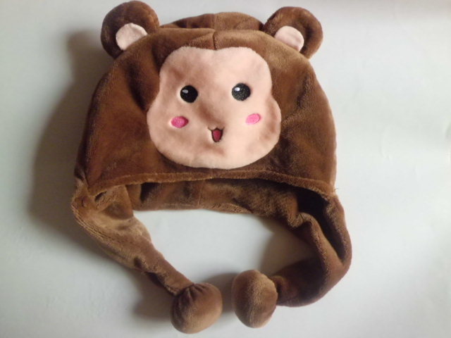 猴子毛绒帽子 可爱猴帽 动漫毛绒卡通帽图片_6