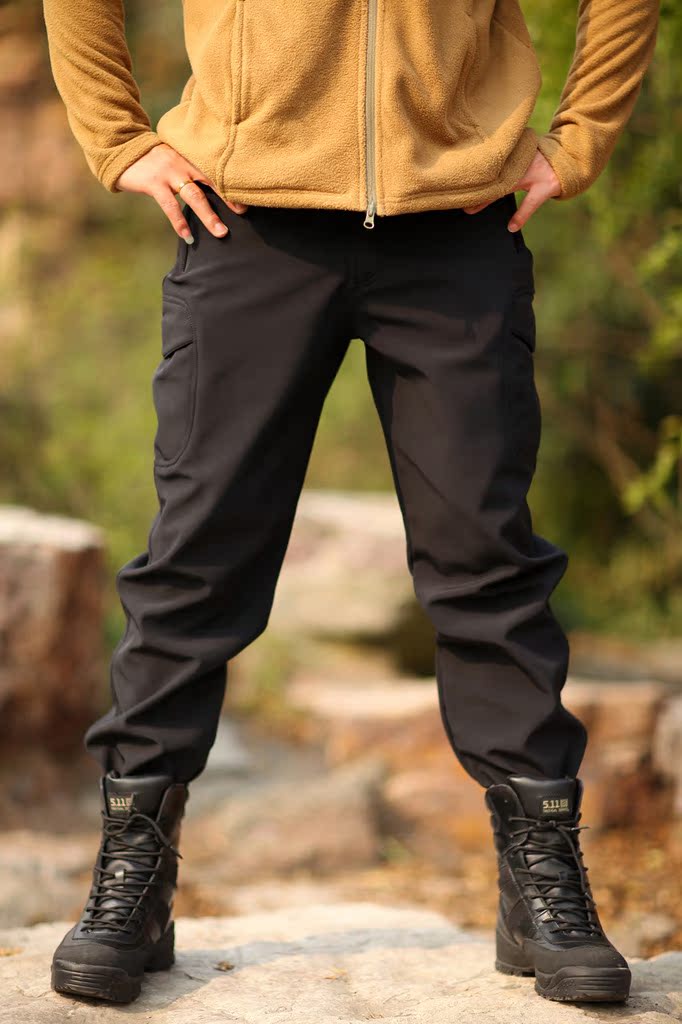 户外软壳裤男冲锋裤防水防风防寒抓绒裤保暖裤登山裤骑行裤