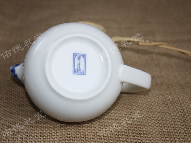 景德镇精品水晶玲珑茶具 青花瓷 玻璃釉创意茶具 办公杯