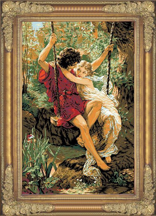 树脂方钻砖石绣 钻石画古典秋千 全钻满钻 新品