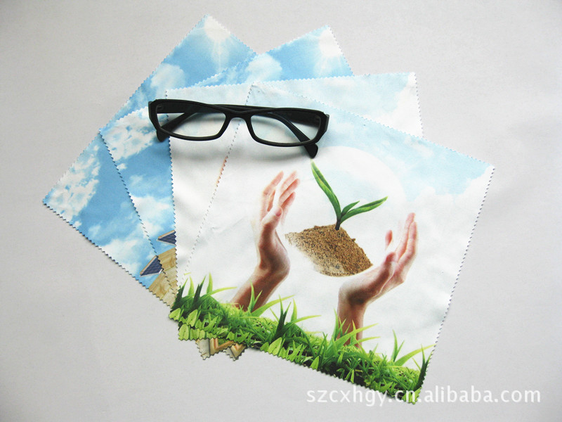 数码印花超细纤维针织眼镜布 卡通眼镜布 热转印眼镜布 定制擦布